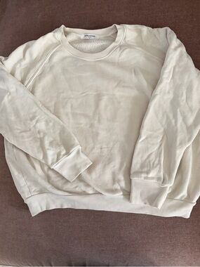 perfectwhitetee Off-White Cream Crewneck Sweatshirt Soft Minimal Pullover Size L